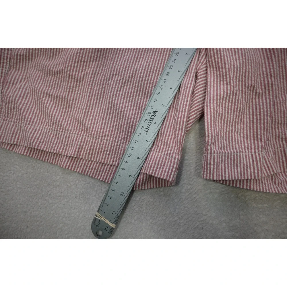 Chaps Shorts Mens 34 Red White Striped Seersucker Cotton Casual Excellent